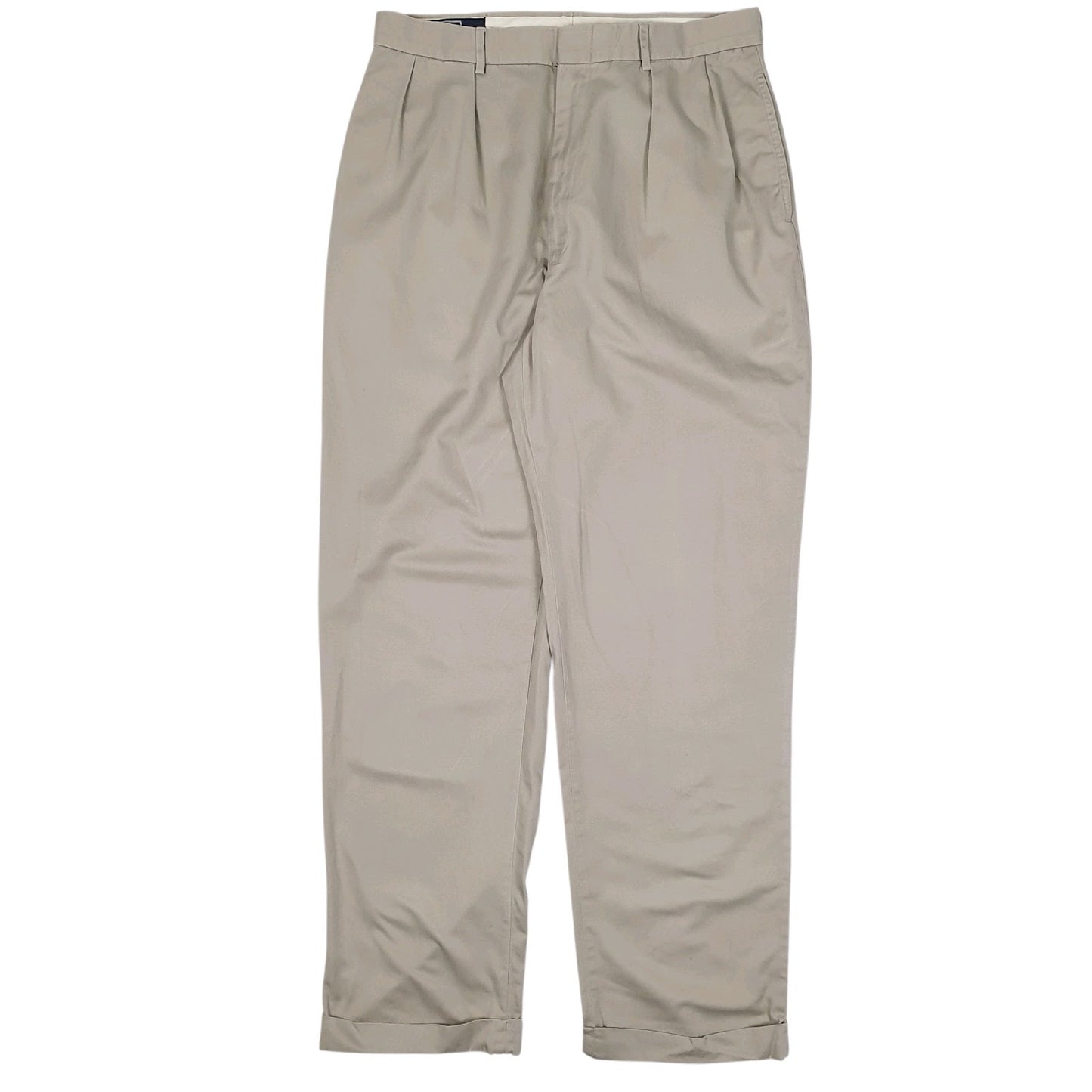 Mens Beige Polo Ralph Lauren Vintage 90s Pleated Chino Trousers
