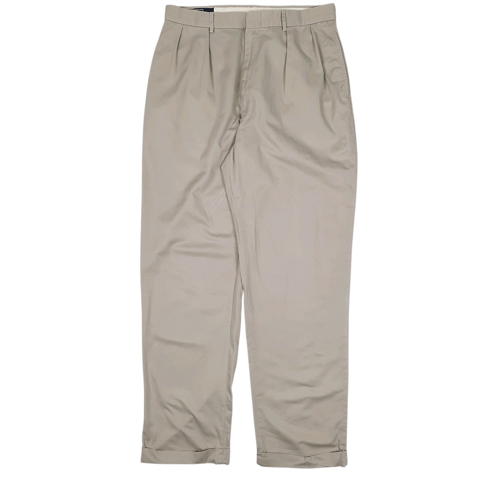 Mens Beige Polo Ralph Lauren Vintage 90s Pleated Chino Trousers