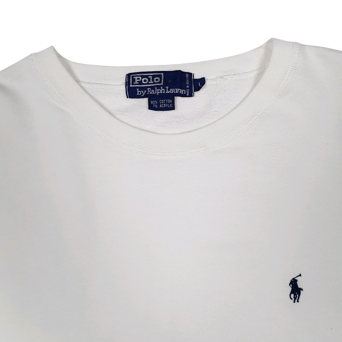 Mens White Polo Ralph Lauren Vintage 90s Crewneck Jumper