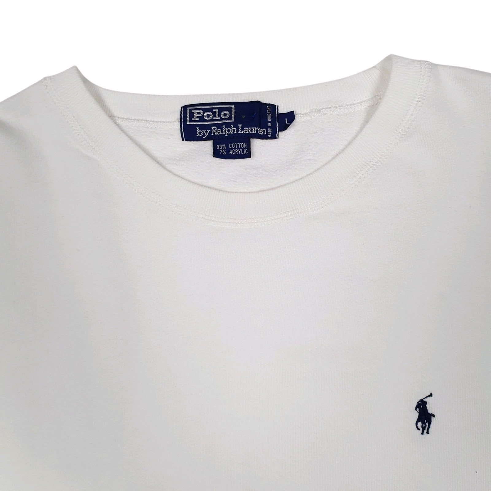 Mens White Polo Ralph Lauren Vintage 90s Crewneck Jumper