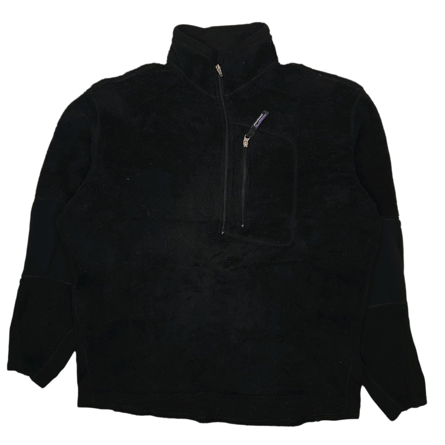 Mens Black Patagonia R2 Levitator Vintage 90s Made In USA Quarter Zip Jumper