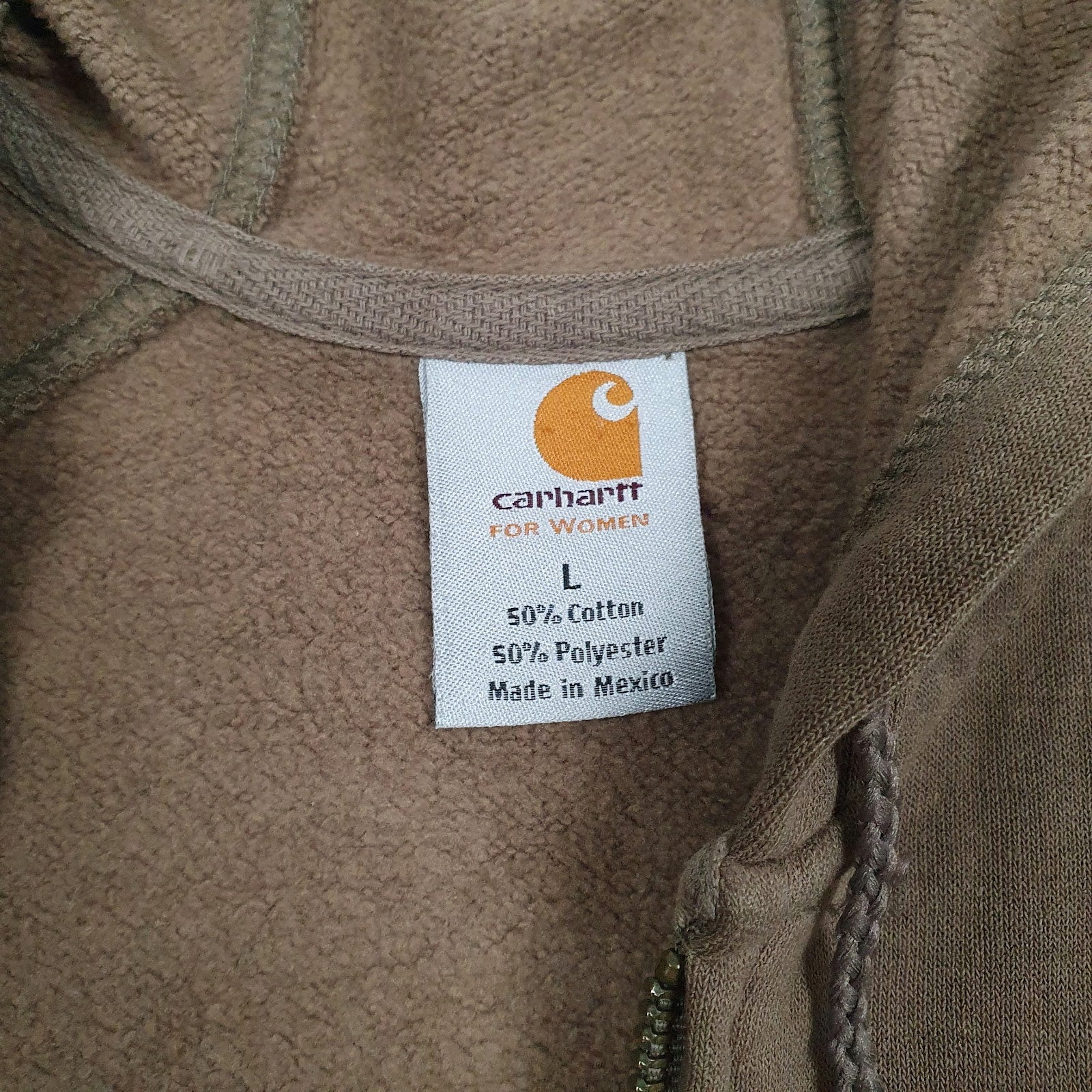 Womens Brown Carhartt Spellout Full Zip Jumper