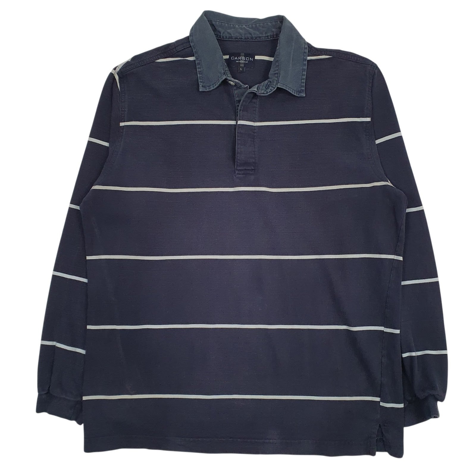 Mens Grey Carson Rugby Long Sleeve Polo Shirt