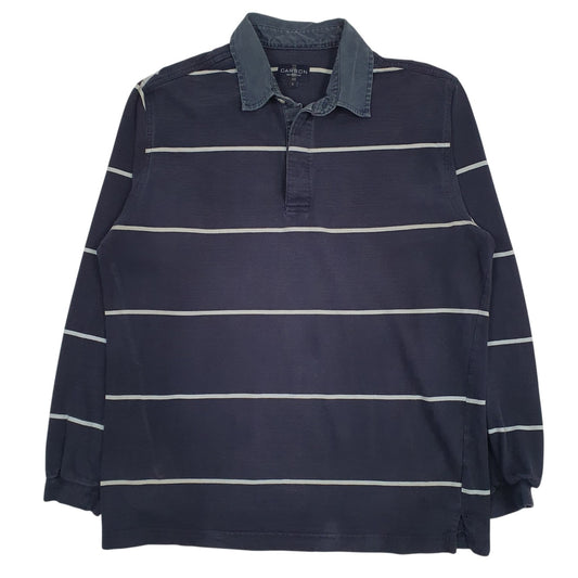 Mens Grey Carson Rugby Long Sleeve Polo Shirt