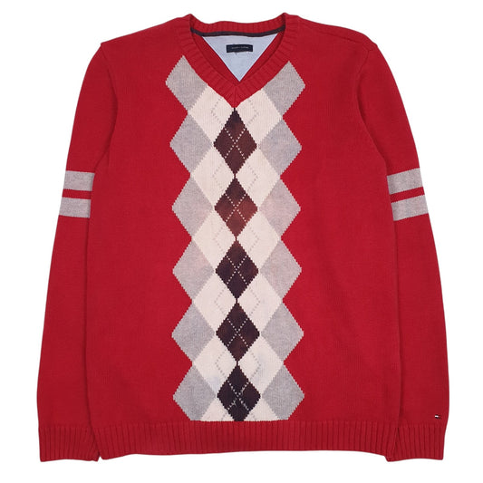 Mens Red Tommy Hilfiger  Crewneck Jumper