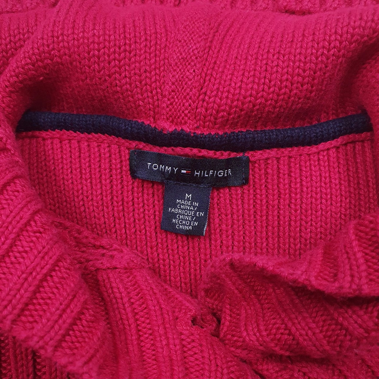Womens Red Tommy Hilfiger Cardigan Knit Cardigan Jumper