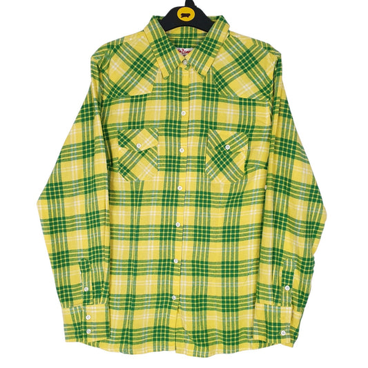 Mens Yellow John Baner Vintage Flannel Long Sleeve Shirt