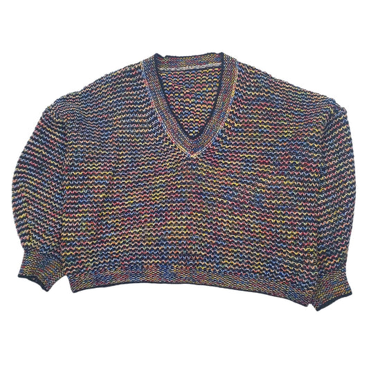 Womens Blue Unbranded Knit Baggy V Neck Jumper