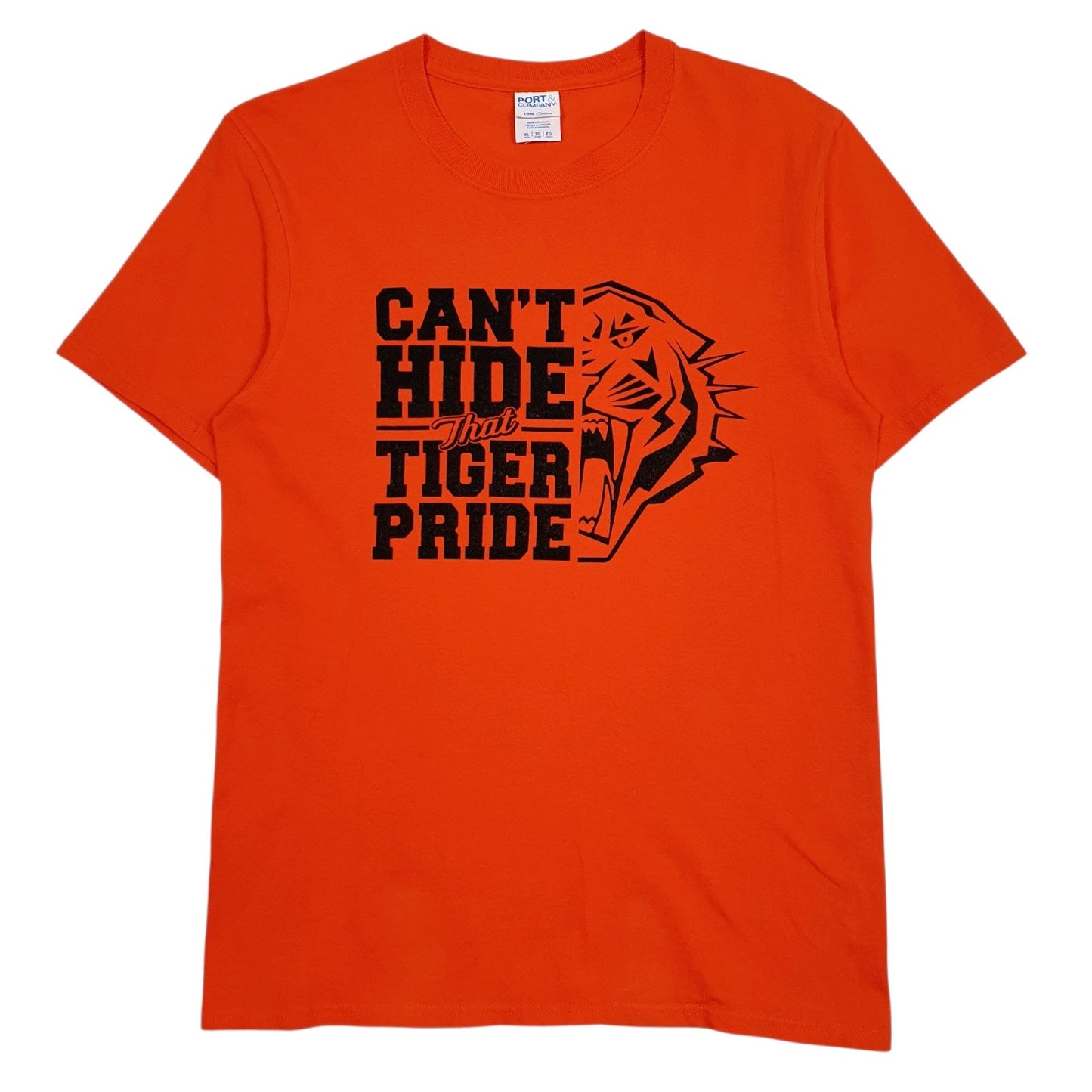 Womens Orange Port & Company Tiger Pride Short Sleeve T Shirt