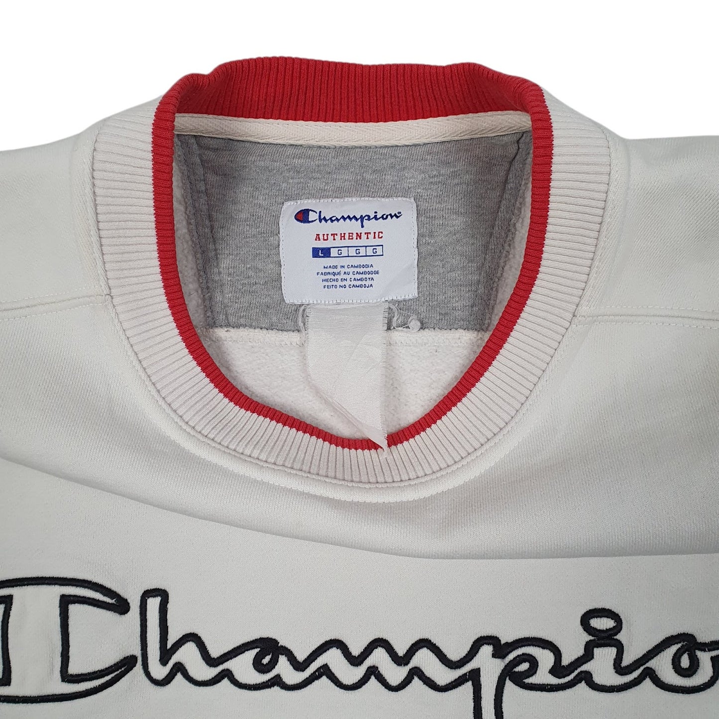 Mens White Champion  Crewneck Jumper
