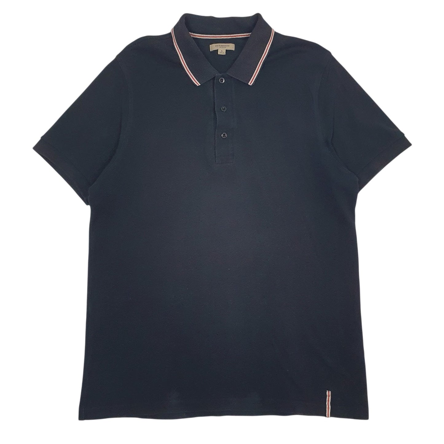 Mens Black Burberry  Short Sleeve Polo Shirt