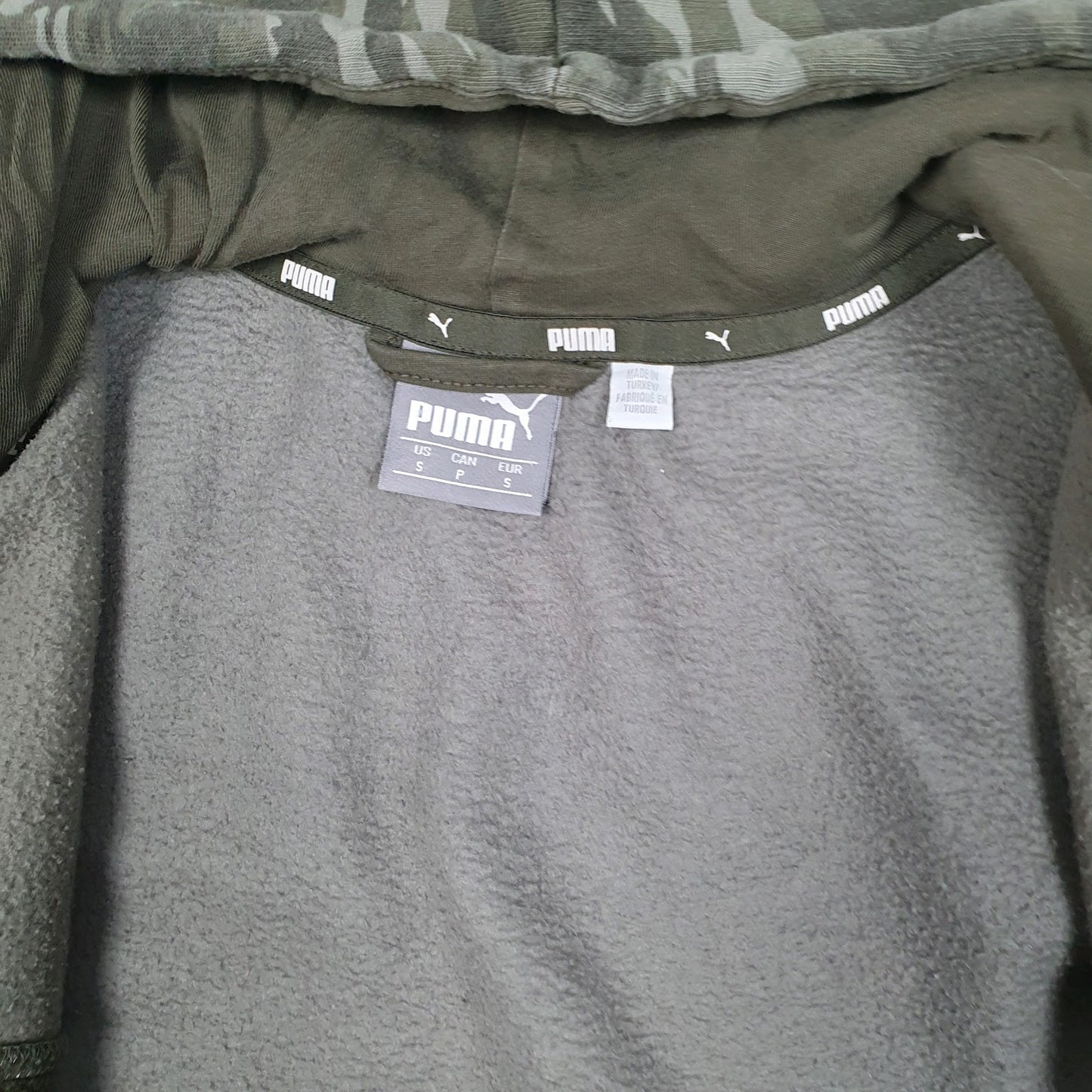 Mens Green Puma Hoodie Camouflage Full Zip Jumper