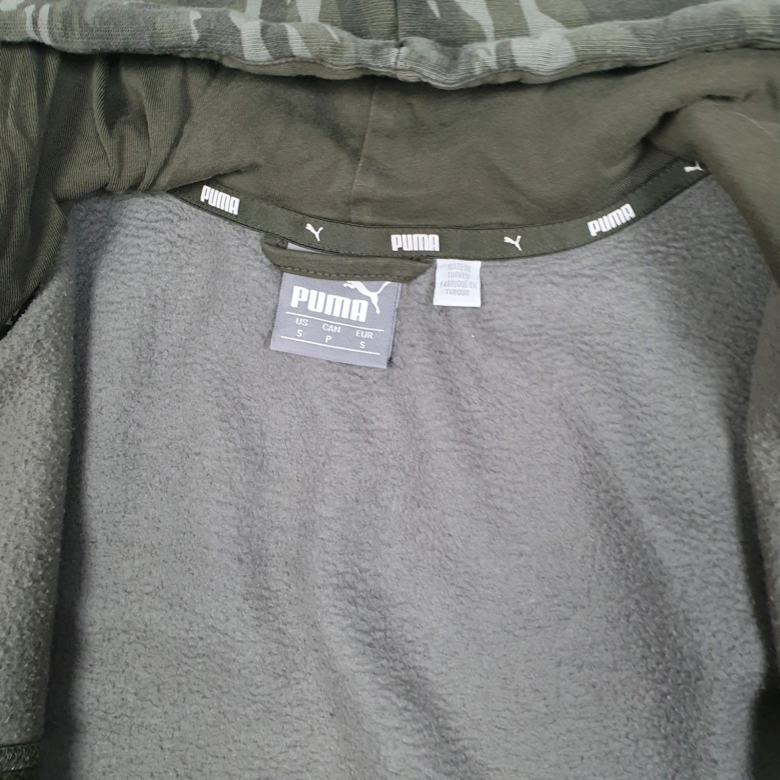 Mens Green Puma Hoodie Camouflage Full Zip Jumper