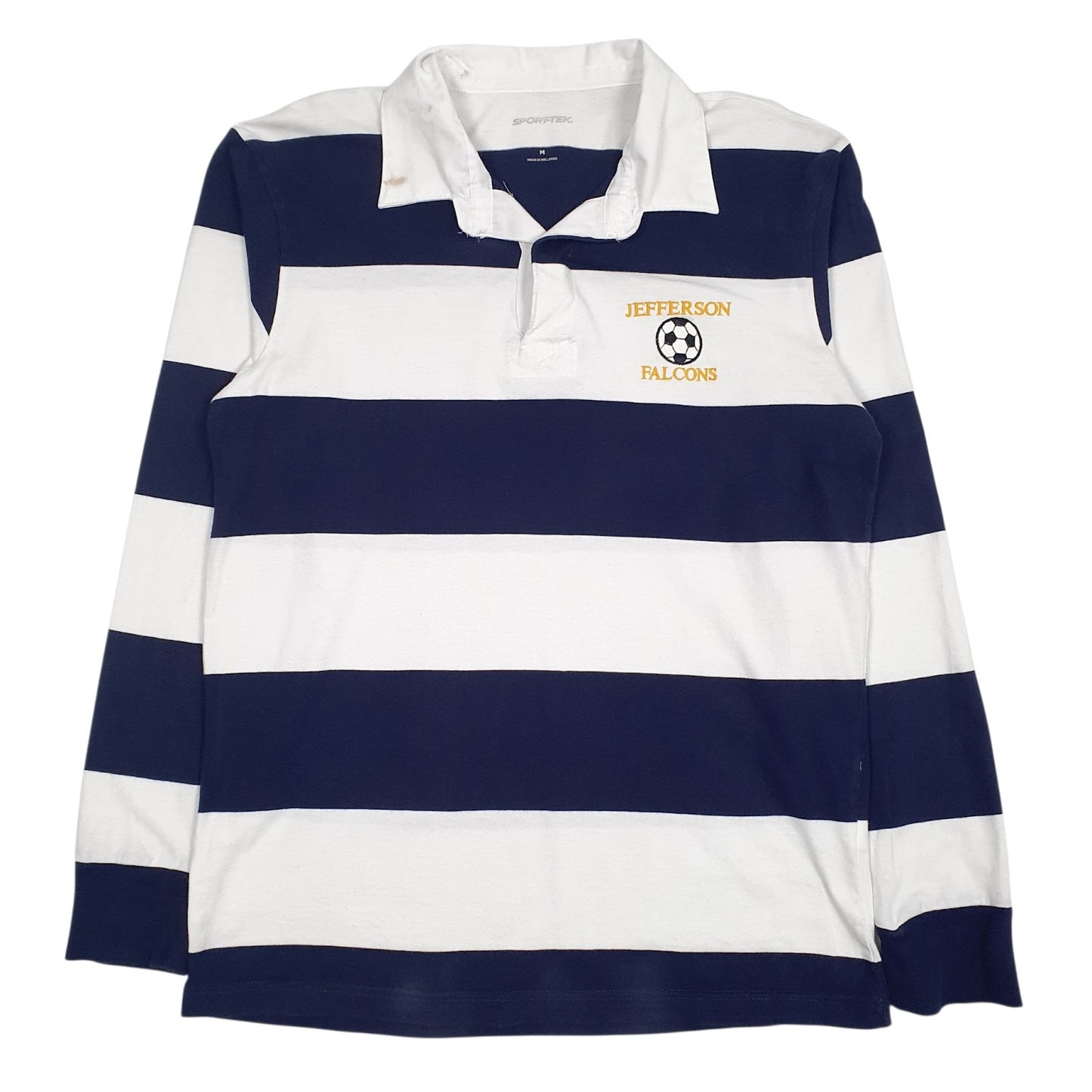 Mens White Sport-Tek Rugby Jerfferson Falcons Long Sleeve Polo Shirt