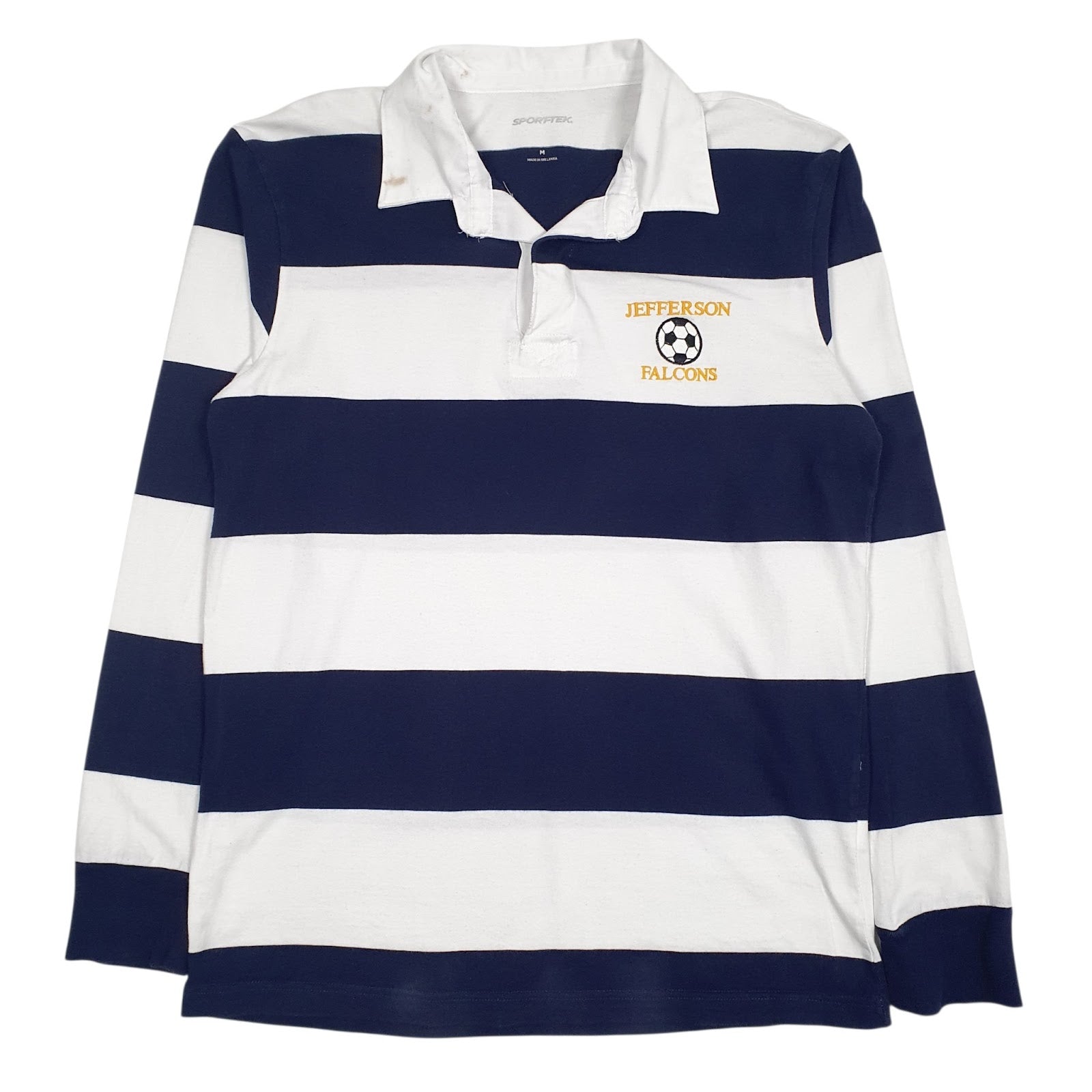 Mens White Sport-Tek Rugby Jerfferson Falcons Long Sleeve Polo Shirt