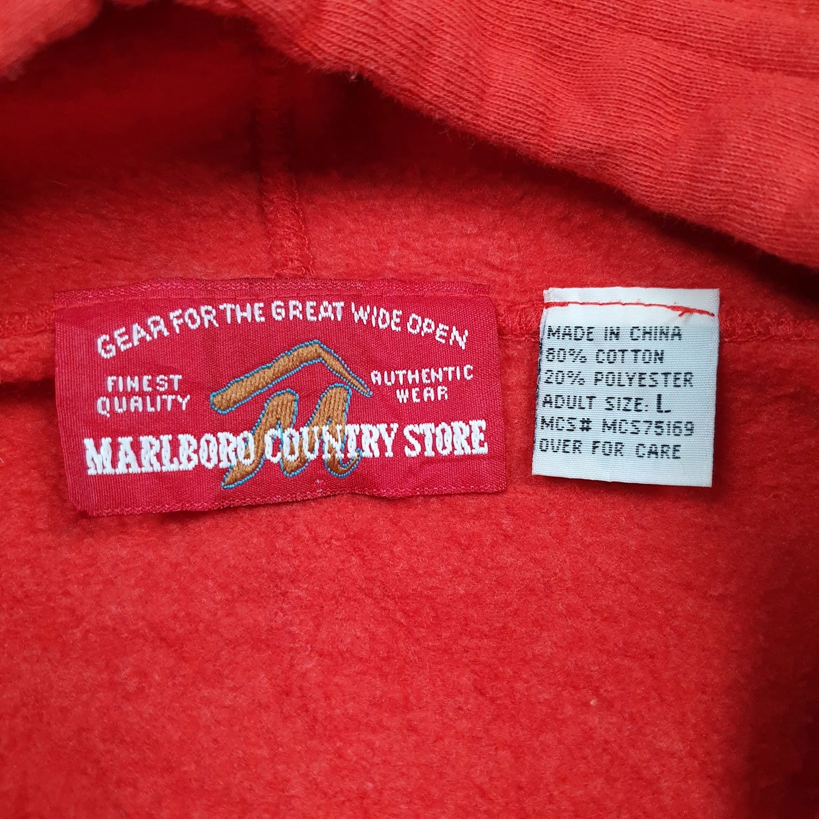 Mens Red Marlboro Vintage 90s Hoodie Jumper