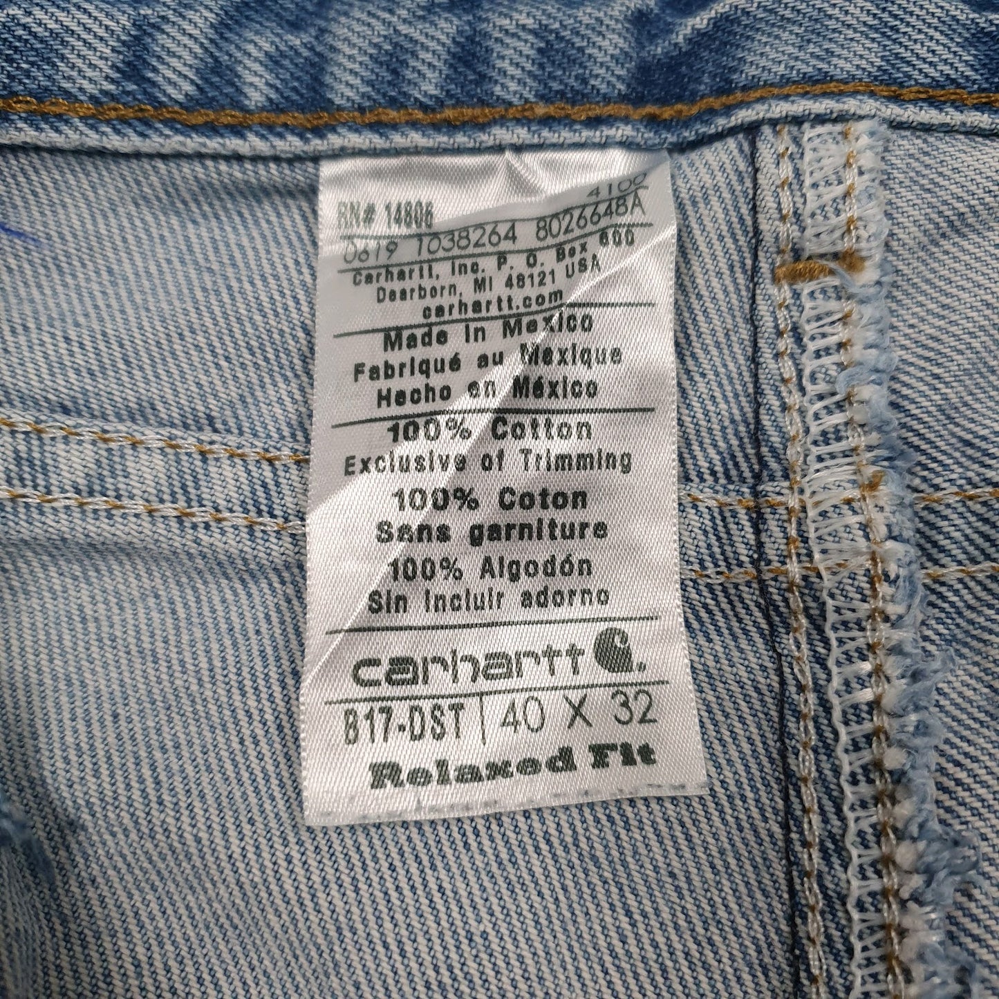 Mens Blue Carhartt Workwear B17-DST  Jeans
