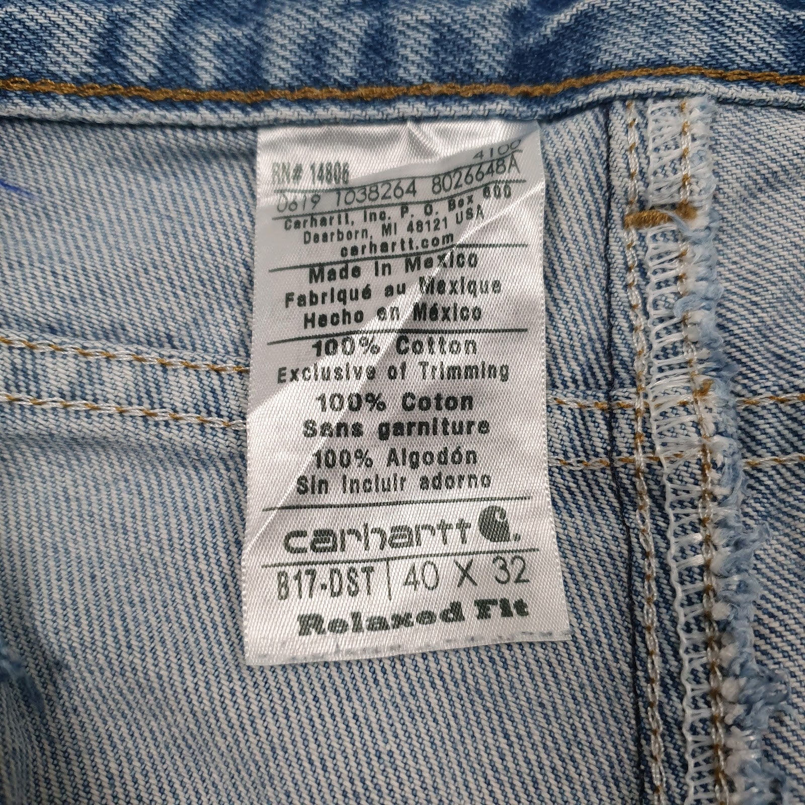 Mens Blue Carhartt Workwear B17-DST  Jeans