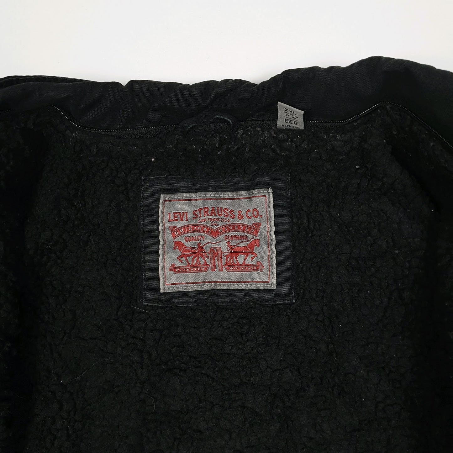 Mens Black Levis Military Bomber Windbreaker Sherpa Lined  Coat