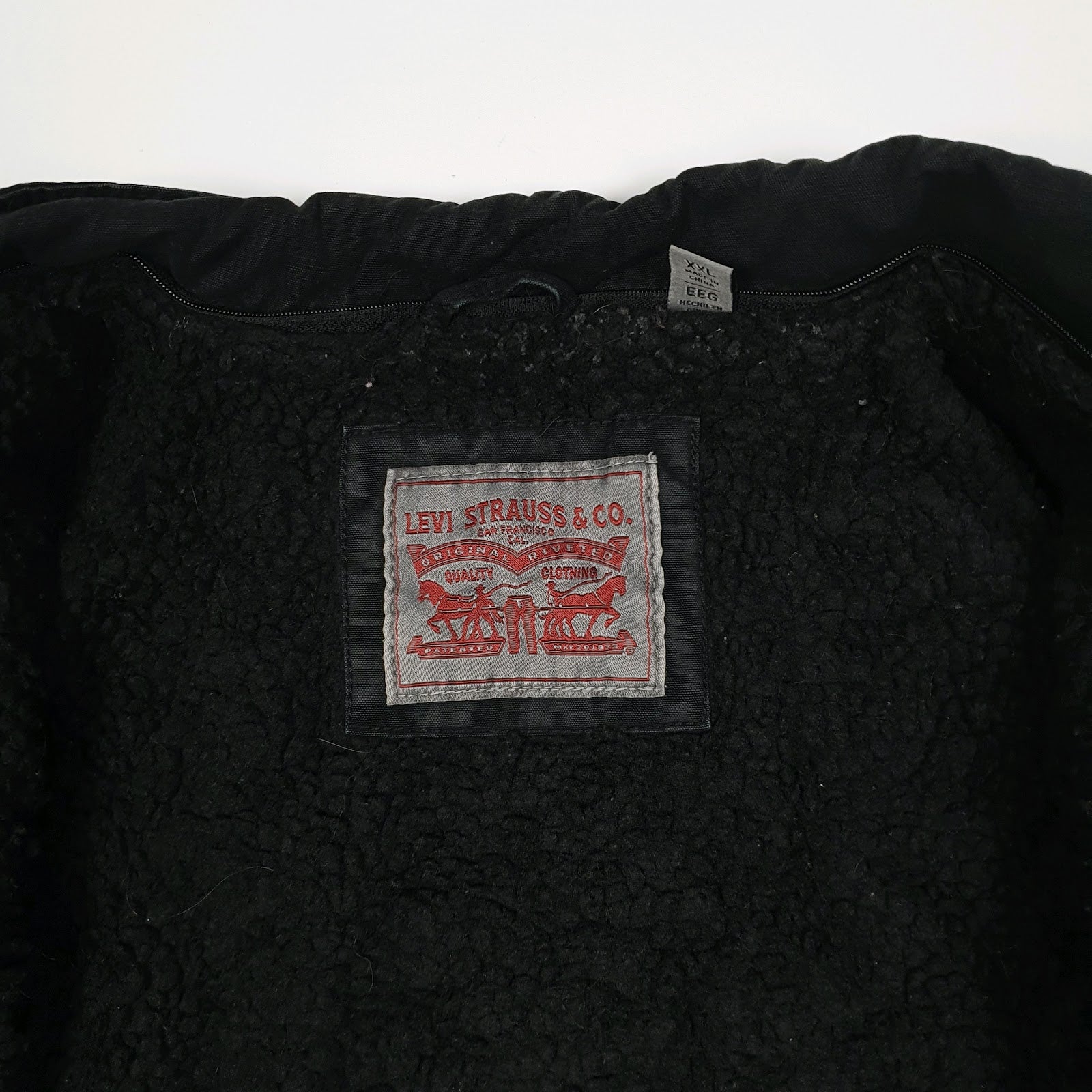 Mens Black Levis Military Bomber Windbreaker Sherpa Lined  Coat
