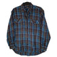 Mens Blue Michiko Plaid Flannel Long Sleeve Shirt