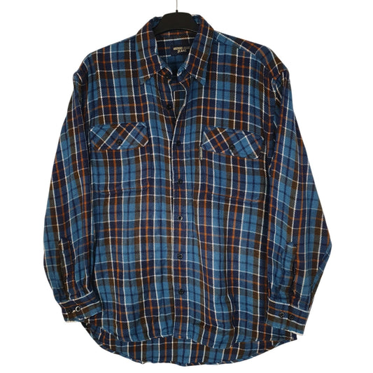 Mens Blue Michiko Plaid Flannel Long Sleeve Shirt