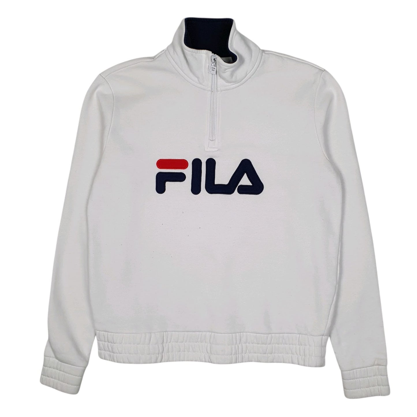 Womens White Fila  Quarter Zip Jumper