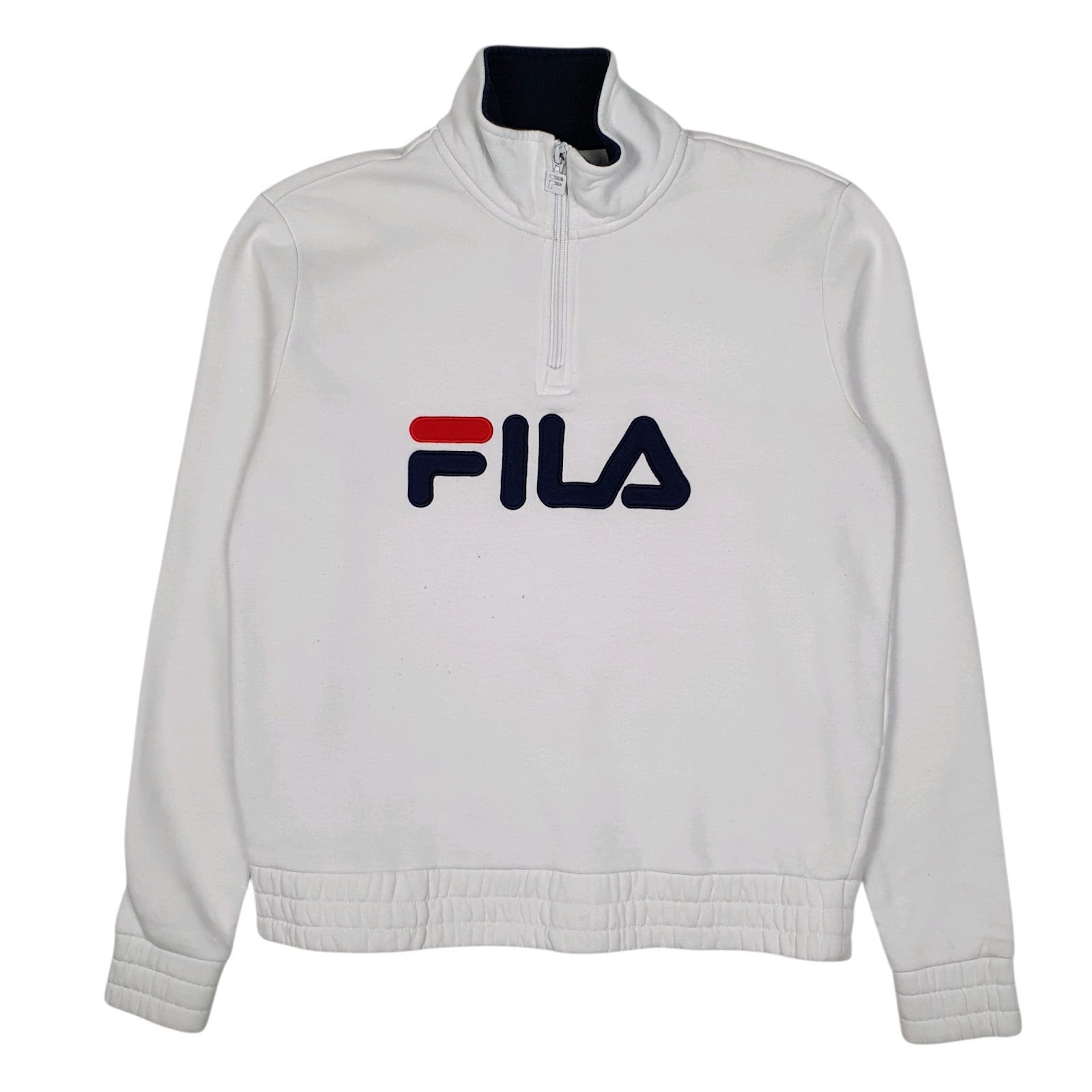 Womens White Fila  Quarter Zip Jumper