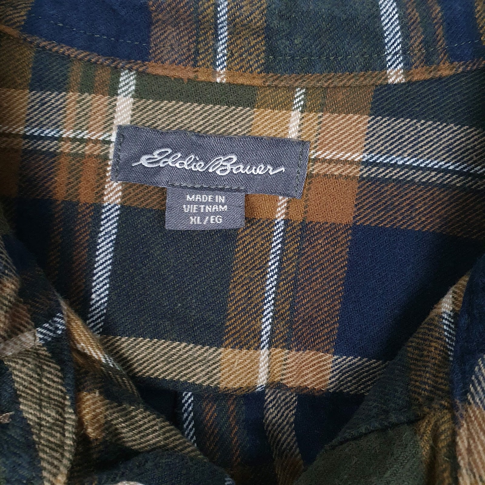 Mens Green Eddie Bauer Flannel  Shirt