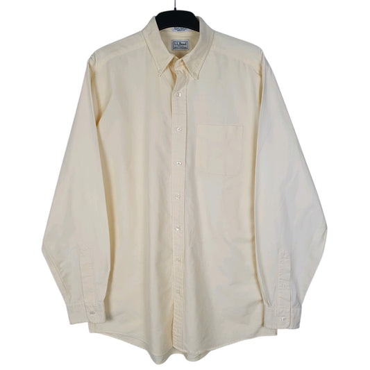 Mens Yellow L.L.Bean Vintage 00s Long Sleeve Shirt