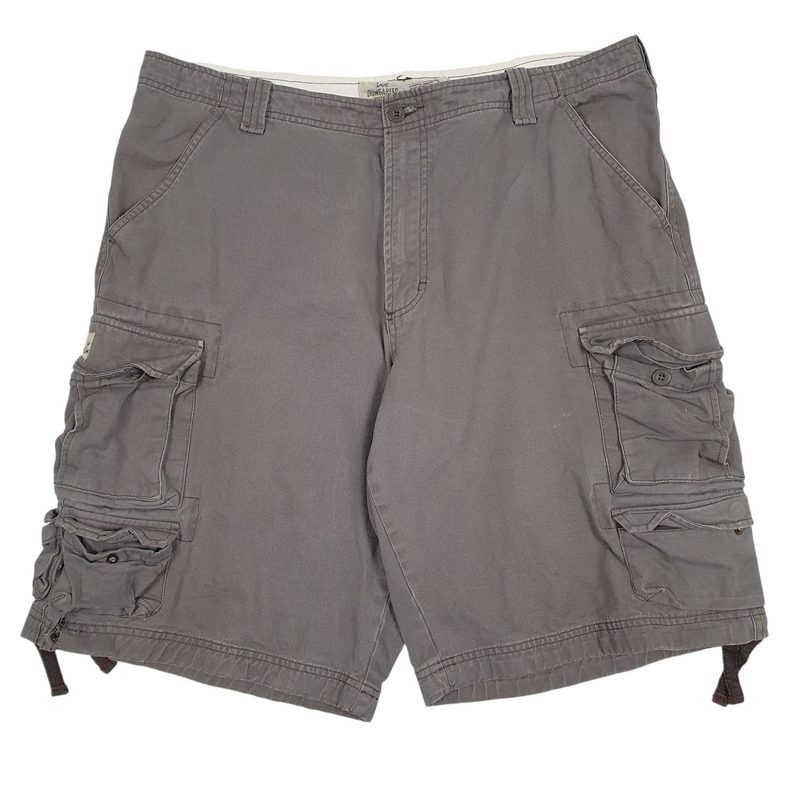 Mens Grey Lee Dungarees Cargo Shorts