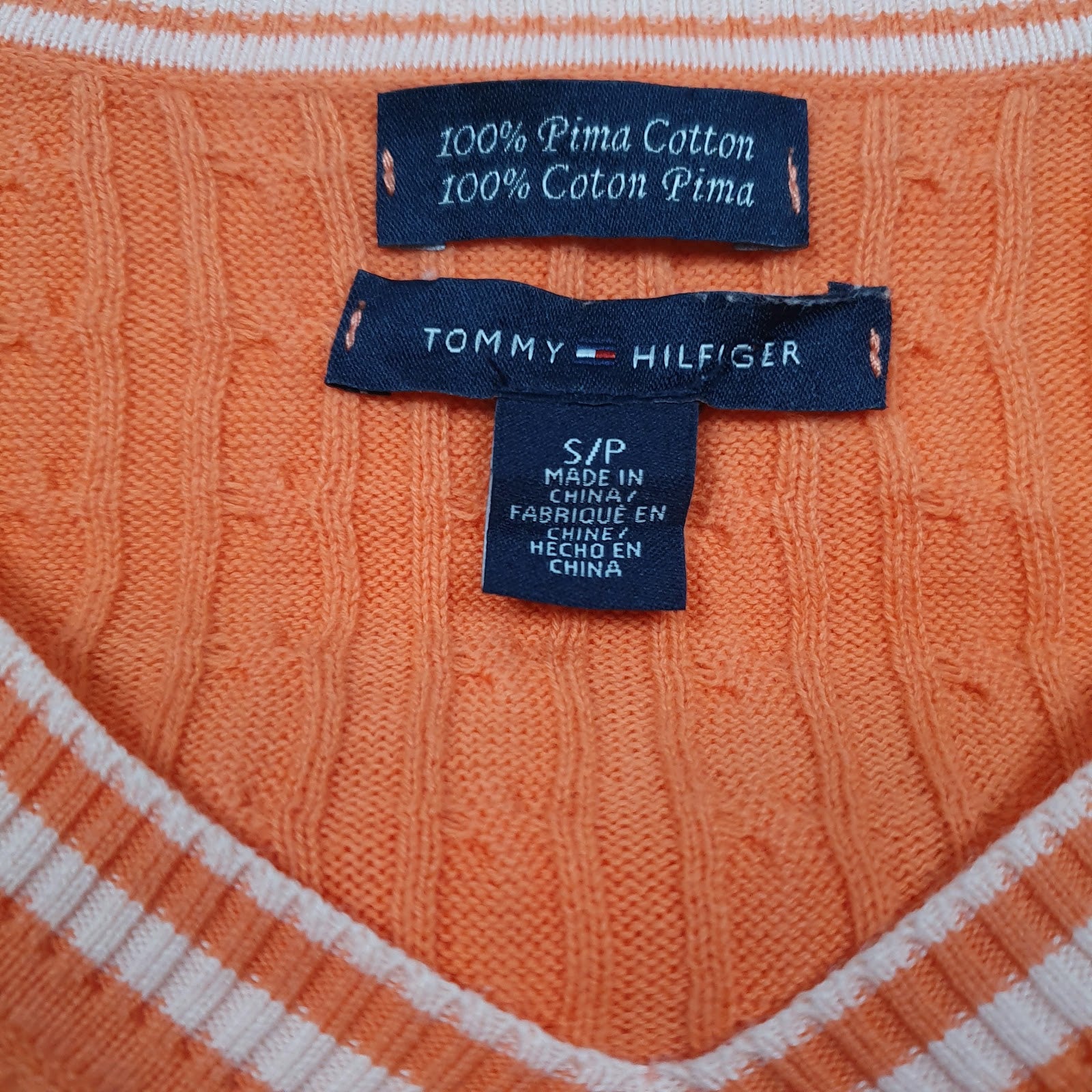 Womens Pink Tommy Hilfiger Cable Knit V Neck Jumper