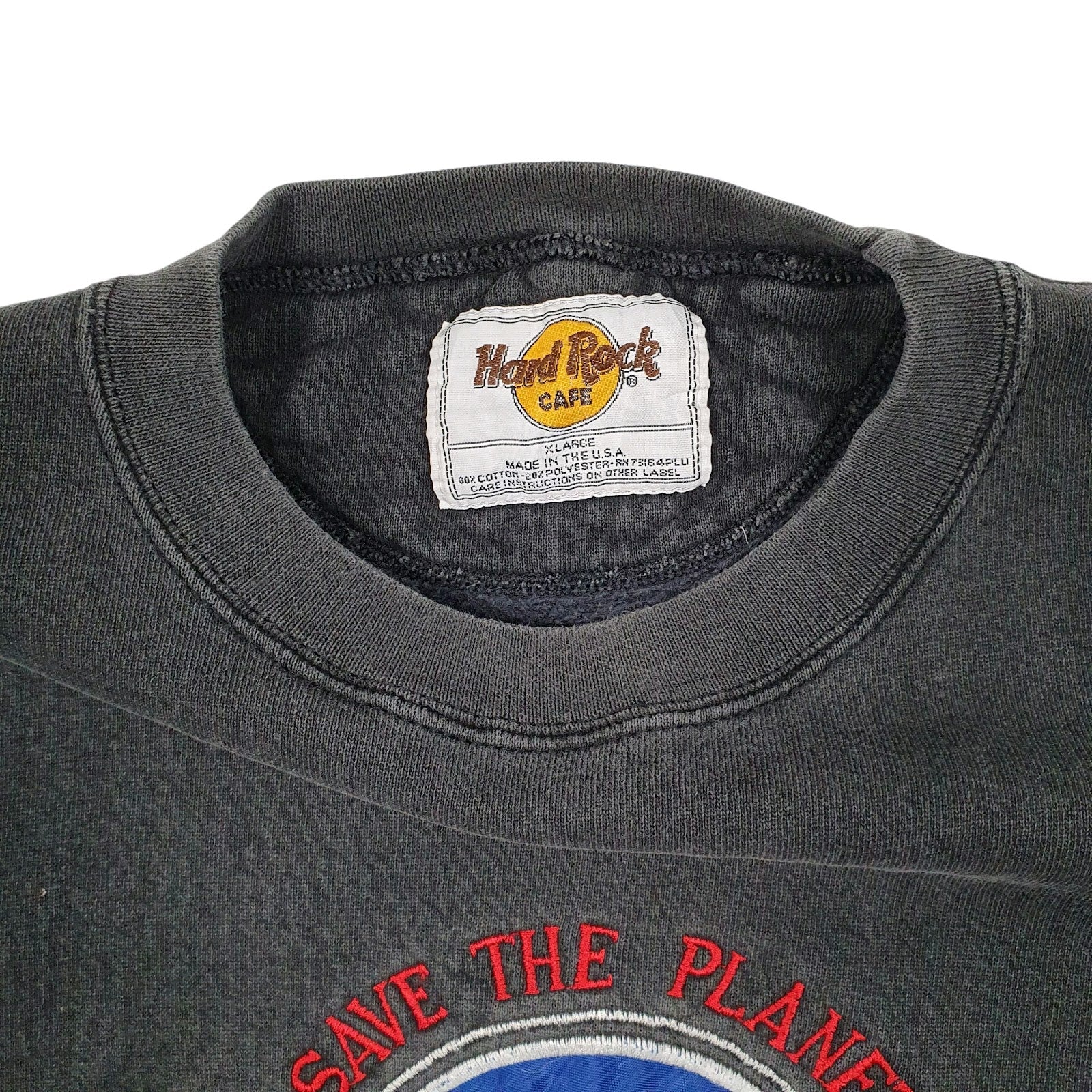 Mens Grey Hard Rock Cafe Vintage 90s Made In USA Crewneck Jumper