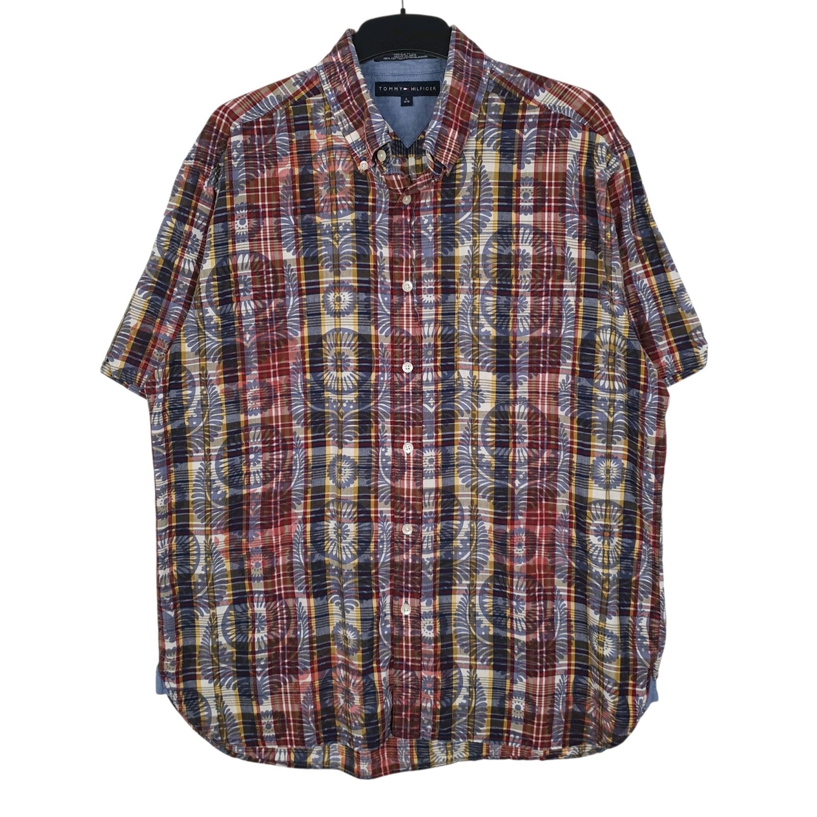 Mens Navy Tommy Hilfiger Paisley Short Sleeve Shirt
