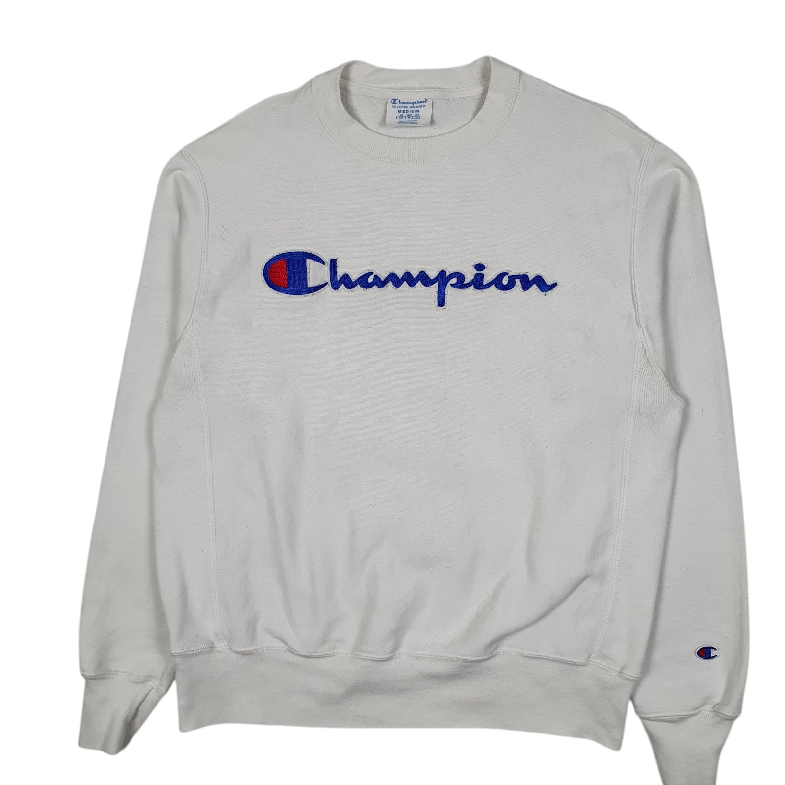 Mens White Champion  Crewneck Jumper