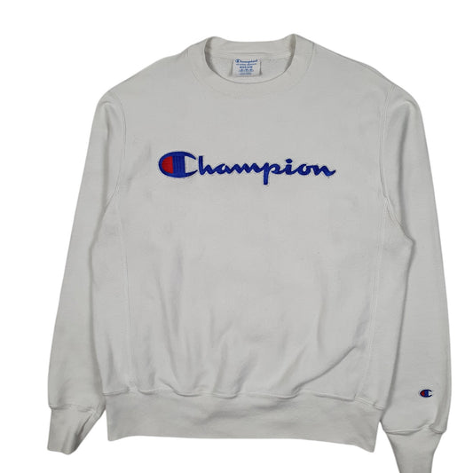 Mens White Champion  Crewneck Jumper
