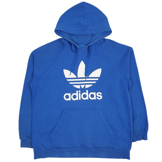 Mens Blue Adidas Spellout Hoodie Jumper