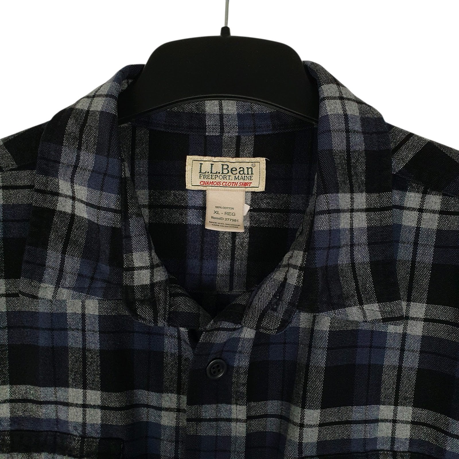 Mens Navy L.L.Bean Chamois Plaid  Shirt