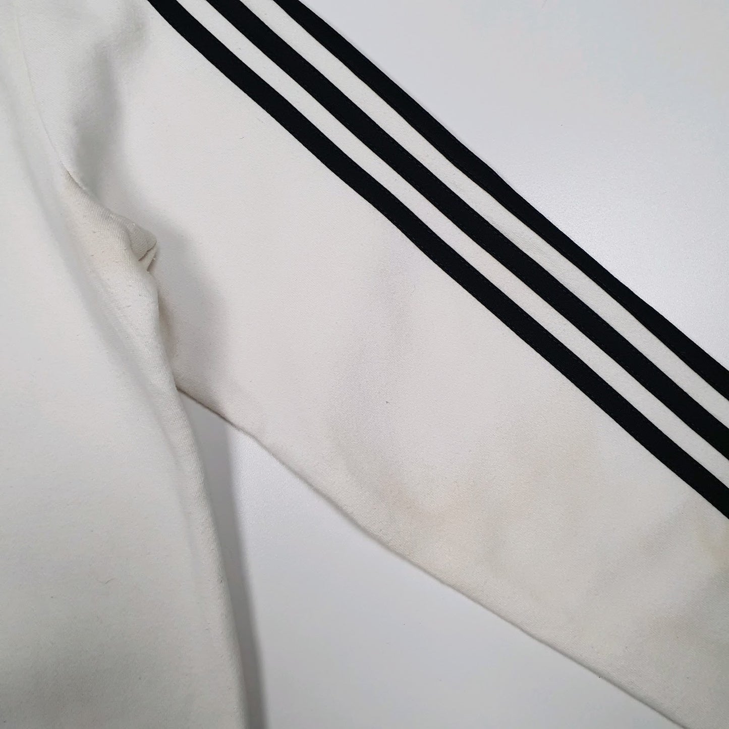 Womens White Adidas Stains and marks across front, back, and sleeves. Crewneck Jumper
