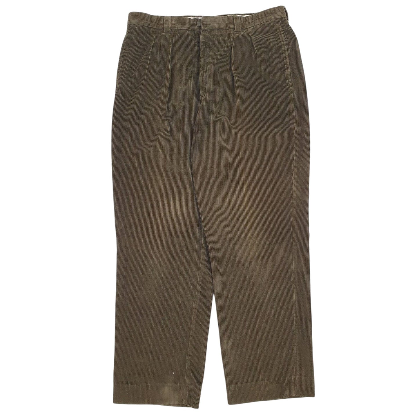 Mens Green L.L. Bean Pleated Corduroy Trousers
