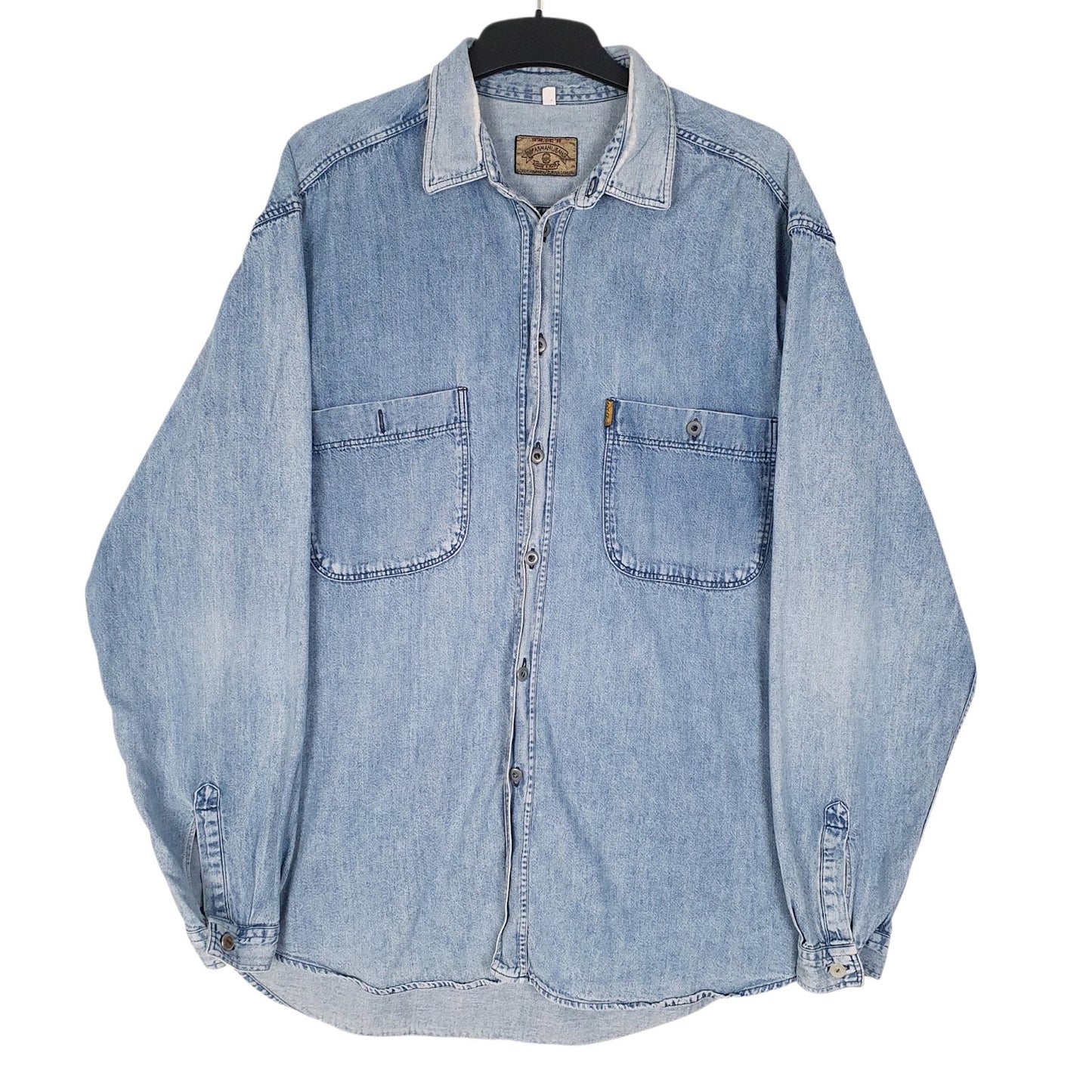 Mens Blue Armani Denim Long Sleeve Shirt