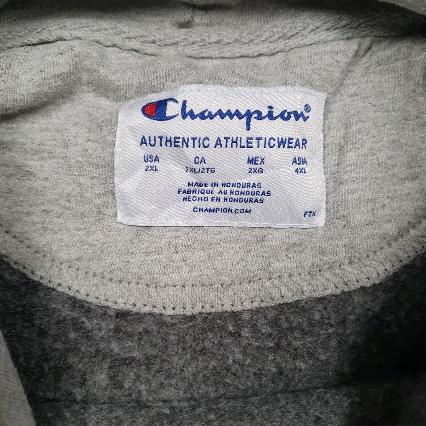 Mens Grey Champion Spellout Hoodie Jumper
