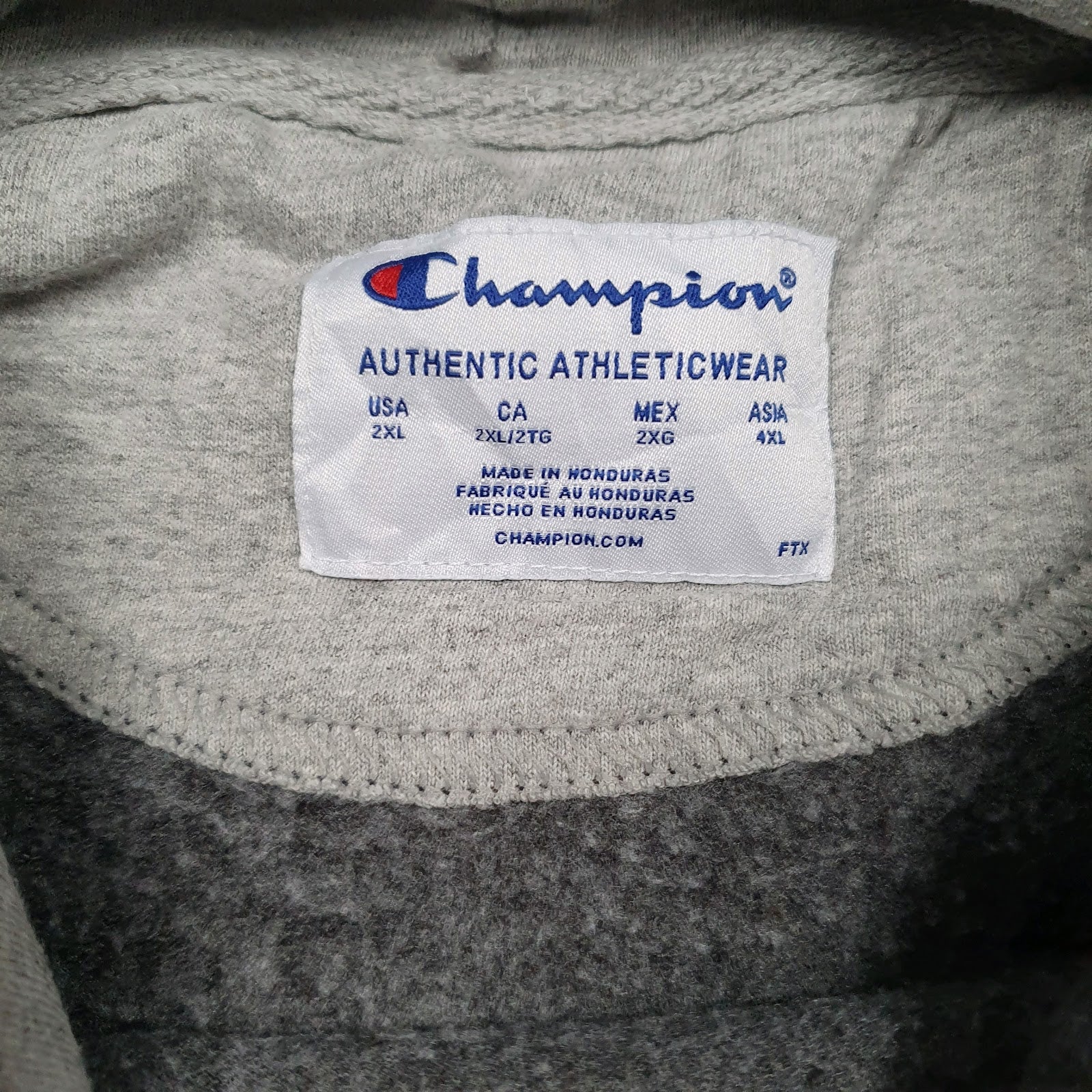 Mens Grey Champion Spellout Hoodie Jumper