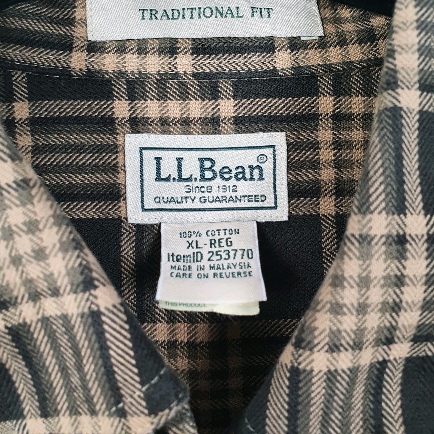 Mens Green L.L.Bean Flannel  Shirt