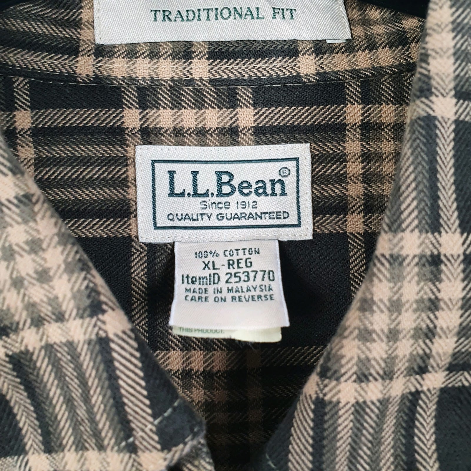Mens Green L.L.Bean Flannel  Shirt