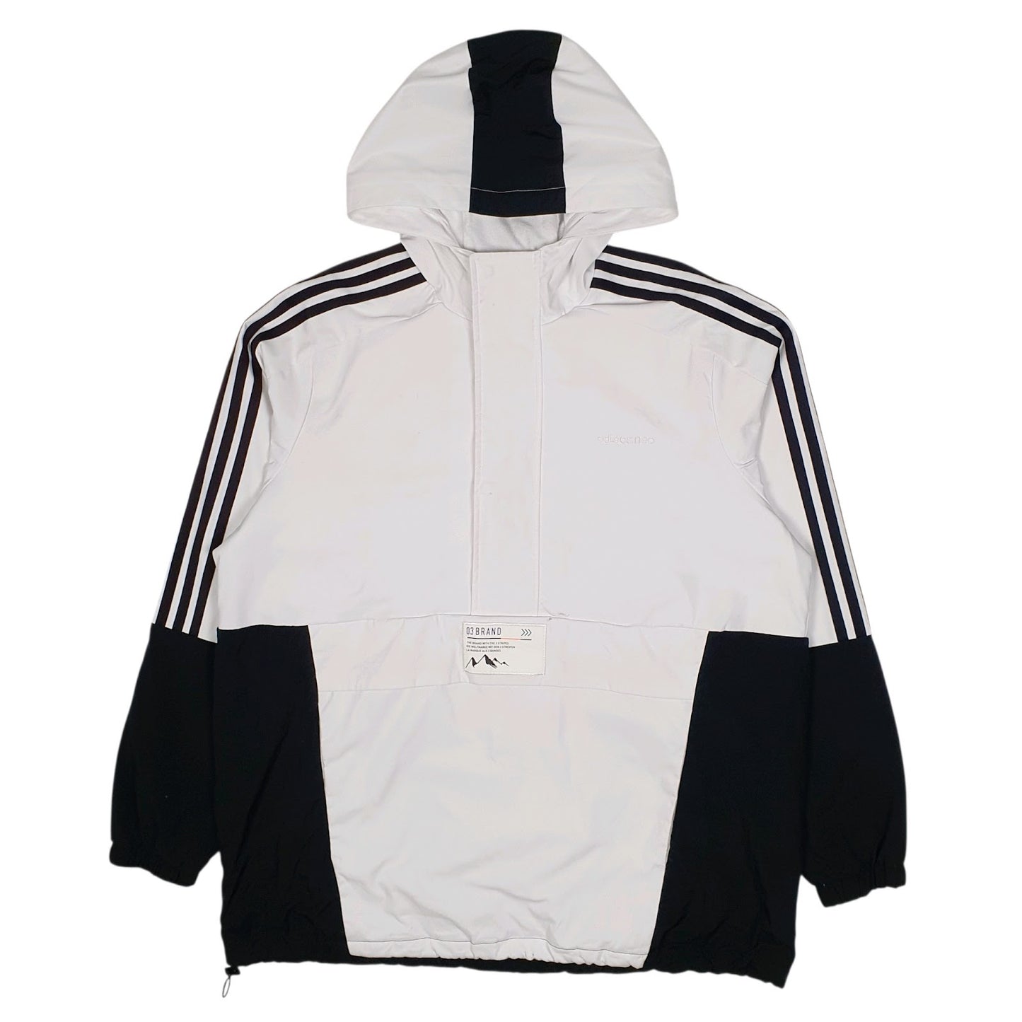 Mens White Adidas Fleece Lined Windbreaker  Coat