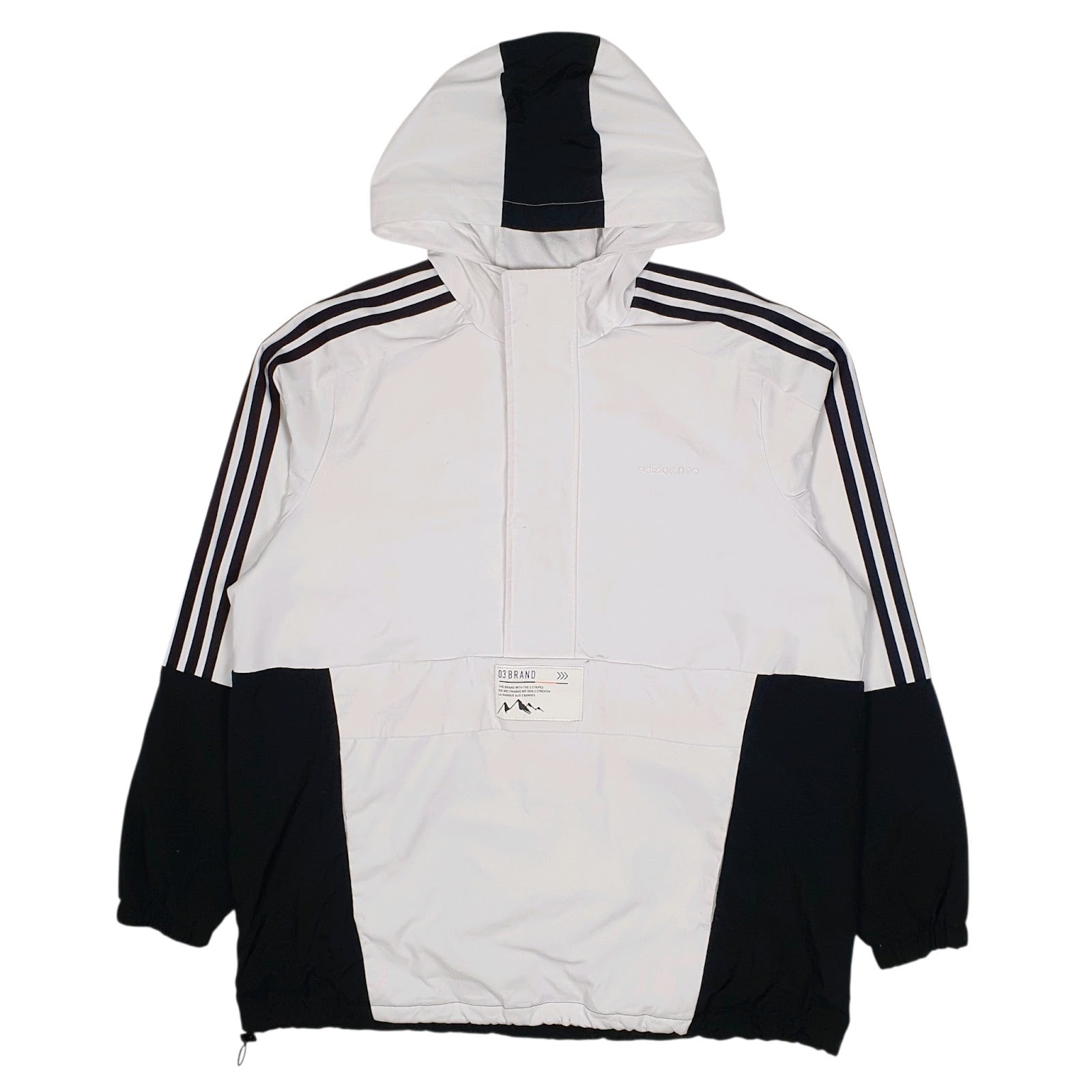 Mens White Adidas Fleece Lined Windbreaker  Coat