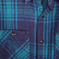 Mens Blue Denim Dungaree Plaid Flannel Uniform  Shirt