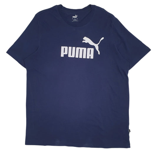 Mens Navy Puma Spellout Short Sleeve T Shirt