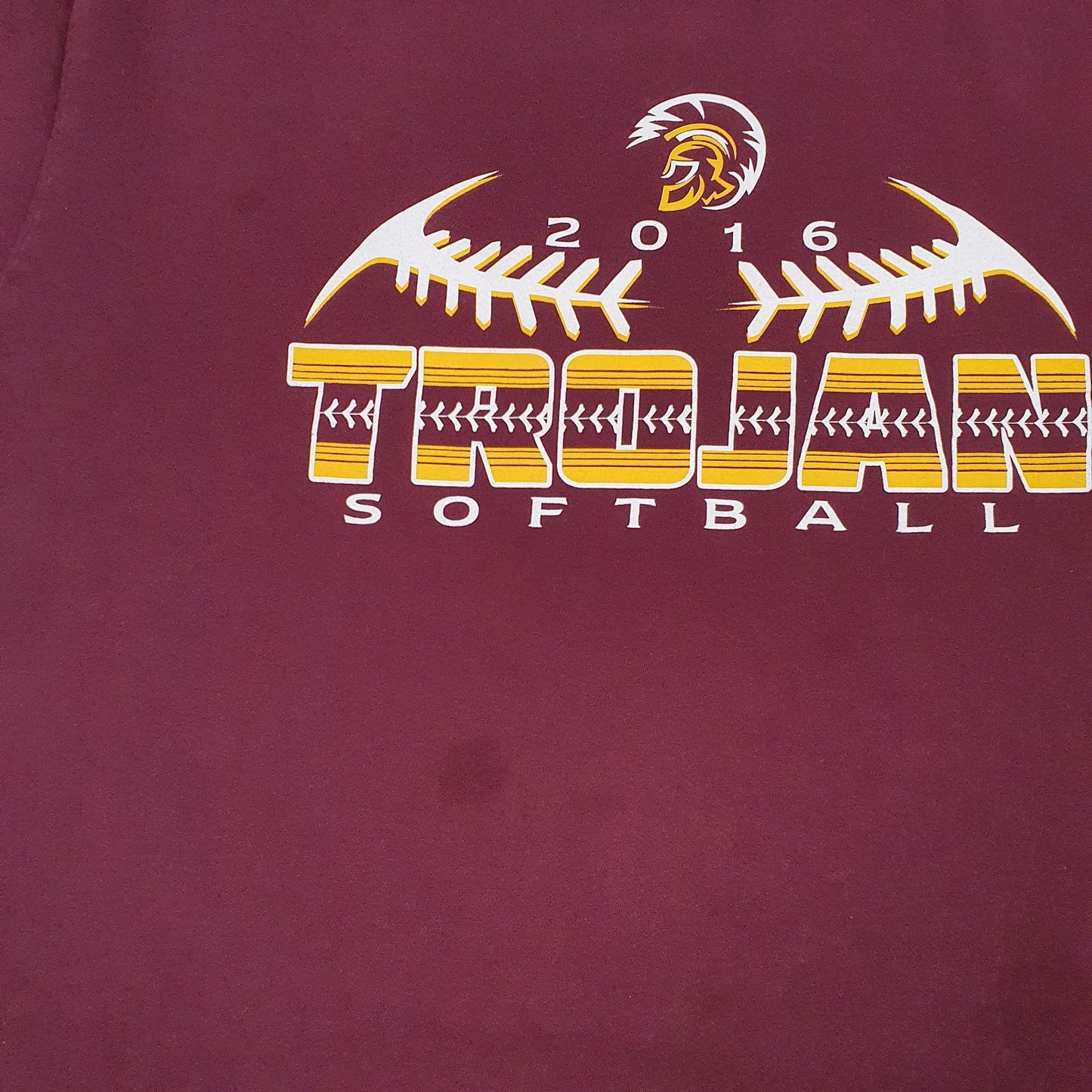 Mens Burgundy Adidas Trojan Softball  T Shirt